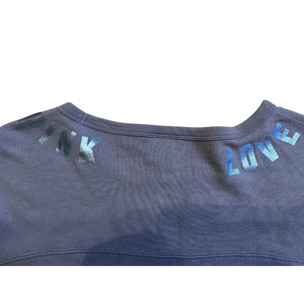 Victorias Secret Pink Love Sequin Logo Gray 3/4 Sleeve Tee XS 100% Cotton - Picture 5 of 7
